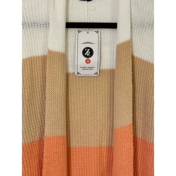 Zesica Cardigan Long Knit Color Block sweater Neutral Colors Size Medium - Picture 2 of 7